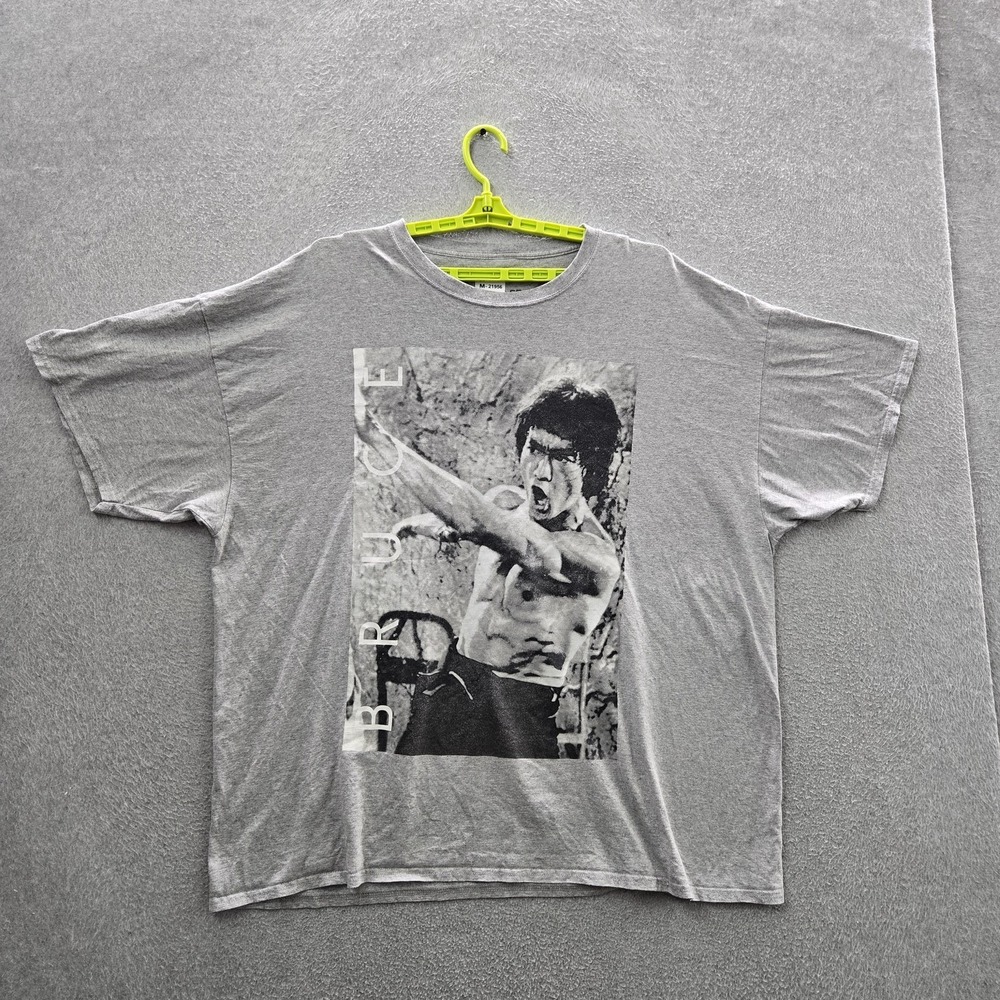 Bruce Lee Men‎ Shirt 3X Gray Graphic Tee Short Sleeve Logo